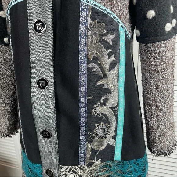 Dot Dot Couture Patchwork Knit Coat Jacket Size M NWOT - Picture 4 of 12